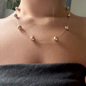 Vintage Real Gold Bead Station Necklace